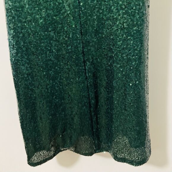 Altar'd State Sz XXS Paityn Strapless Sequin Maxi Dress Satin Halter Top Green - Picture 8 of 11